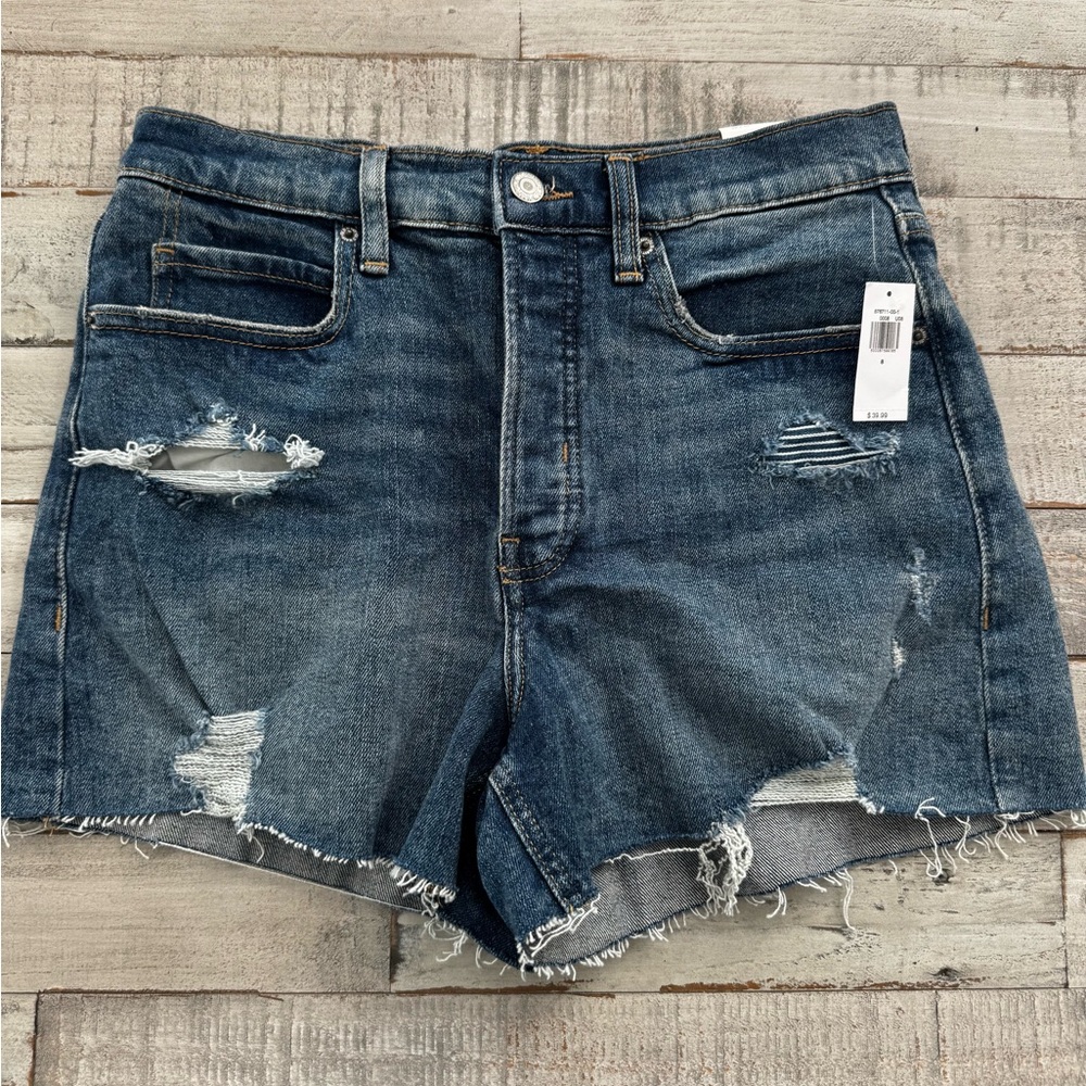 Old Navy Dark Blue Distressed Jean Shorts